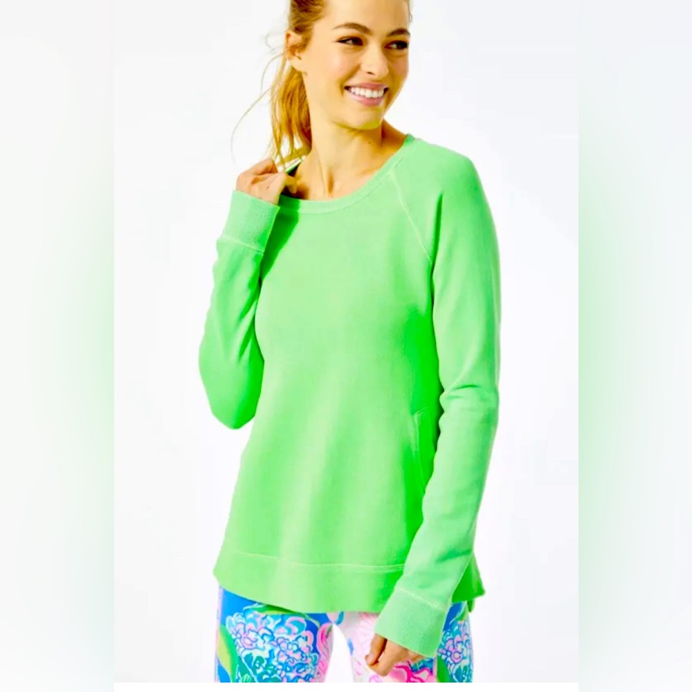 LILLY PULITZER LUXLETIC BEACH COMBER PULLOVER CABANA GREEN - Picture 3 of 5